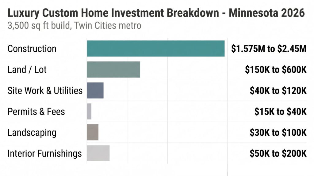 Luxury custom home cost breakdown chart for Minnesota 2026 build