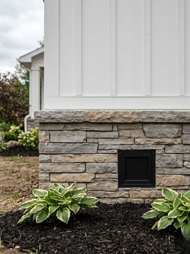 Wisconsin ledgestone foundation wainscoting modern farmhouse natural stone