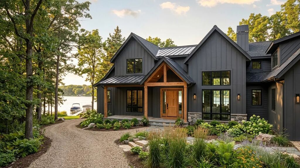 Modern farmhouse custom home on Lake Minnetonka lot in Orono Minnesota
