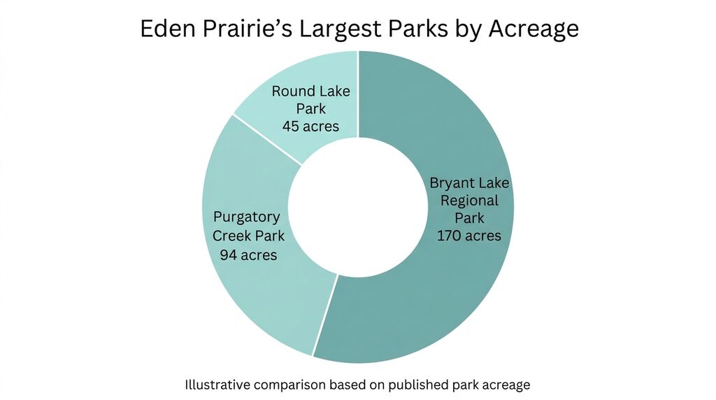 Donut chart comparing acreage of Eden Prairie MN regional parks