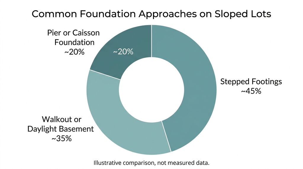 Donut chart of common foundation types used on sloped home lots