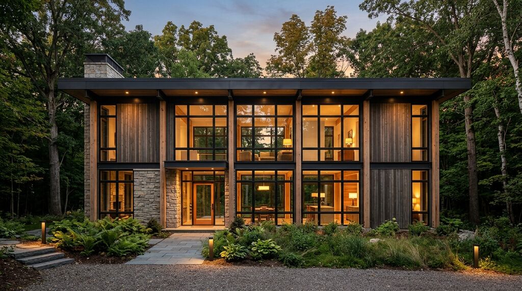 Modern house style exterior with flat roof in Plymouth, MN